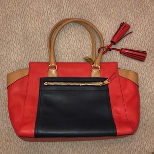 Coach Leather Shoulder Bag (Tan, Coral, Navy)